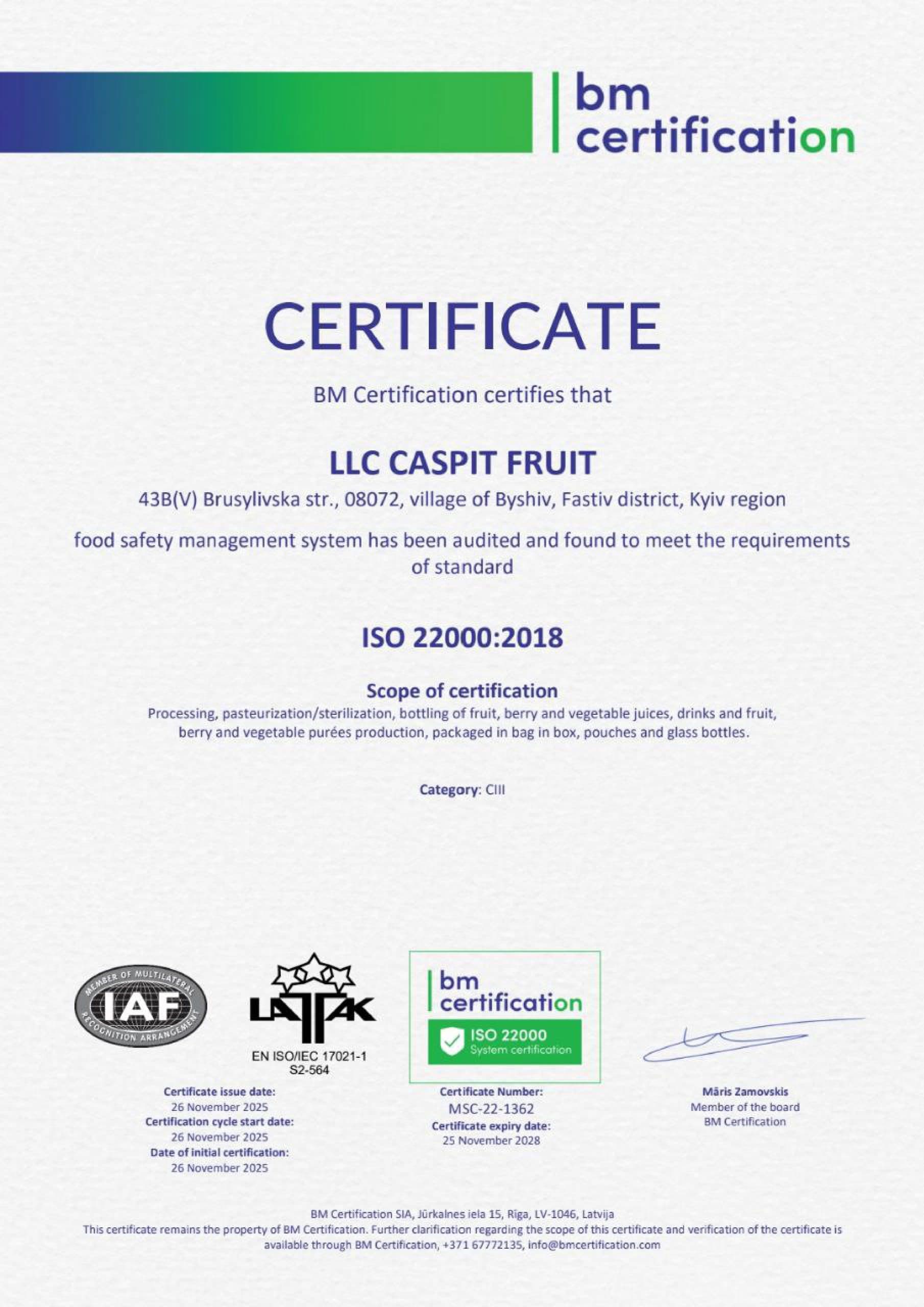Caspit Cert ISO En